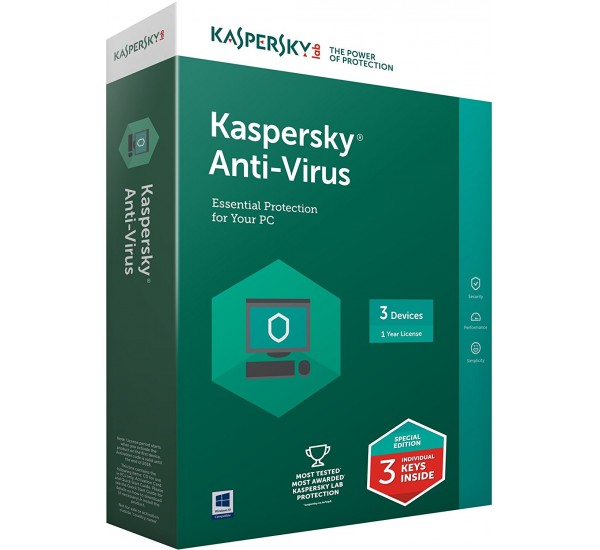 Kaspersky Anti Virus 2018 3 User + 1 Year Free Kaspersky Anti Virus 2018 3 User + 1 Year Free