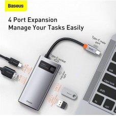 Baseus Metal Gleam Series 4 in 1 Type C USB Hub Docking Station (CAHUB-CYOG/PB2966Z)