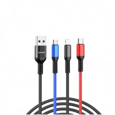 Poolee CP-3 - 3 in 1 Fast Charging Data USB Lightning , Micro USB, Type C Cable 
