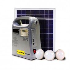 Salpha Economy Solar Lamp Lighting Kit - 6W - With FM, Solar Panel & 3 Bulbs