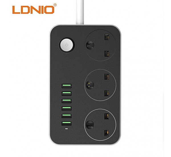 LDNIO Smart 6 USB Fast Charger Adapter 5V 3.4A For Mobile Phone & Grounding Extension Power Socket LDNIO Smart 6 USB Fast Charger Adapter 5V 3.4A For Mobile Phone & Grounding Extension Power Socket